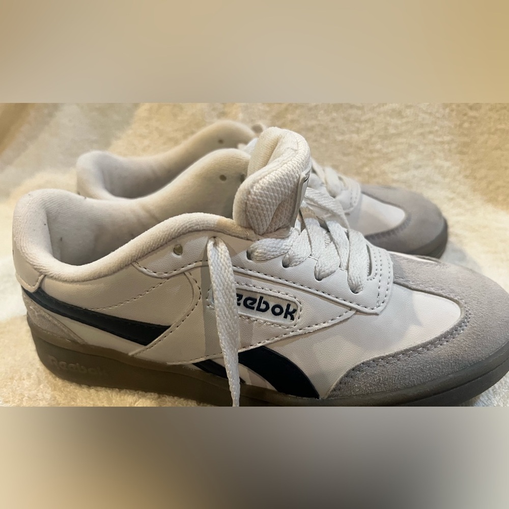 Reebok White, Blue and Grey Classic Sneakers